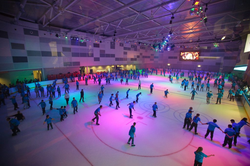 Ice skating at O’Brien Icehouse in Docklands, Melbourne