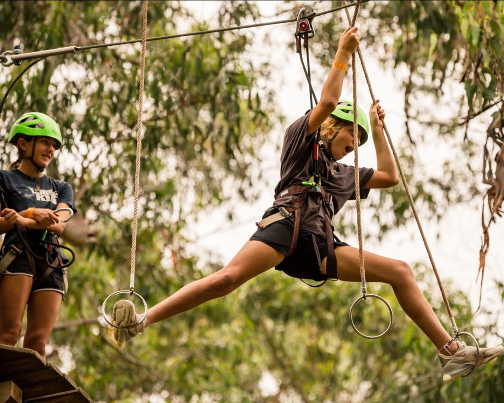 Adventurer taking on Super Circuit Lorne high ropes course at Live Wire Park