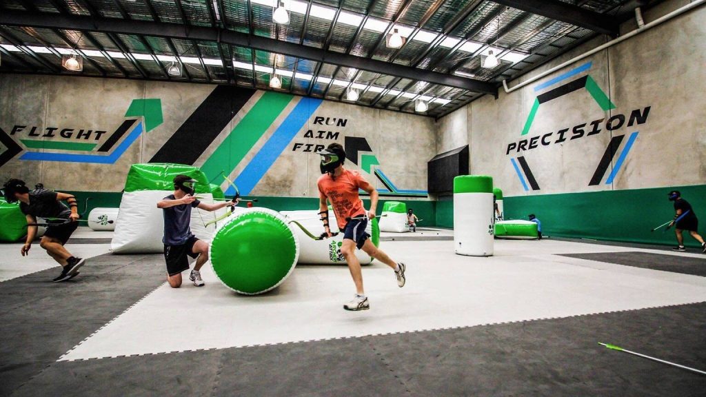 Archery Attack Melbourne indoor arena, players in action